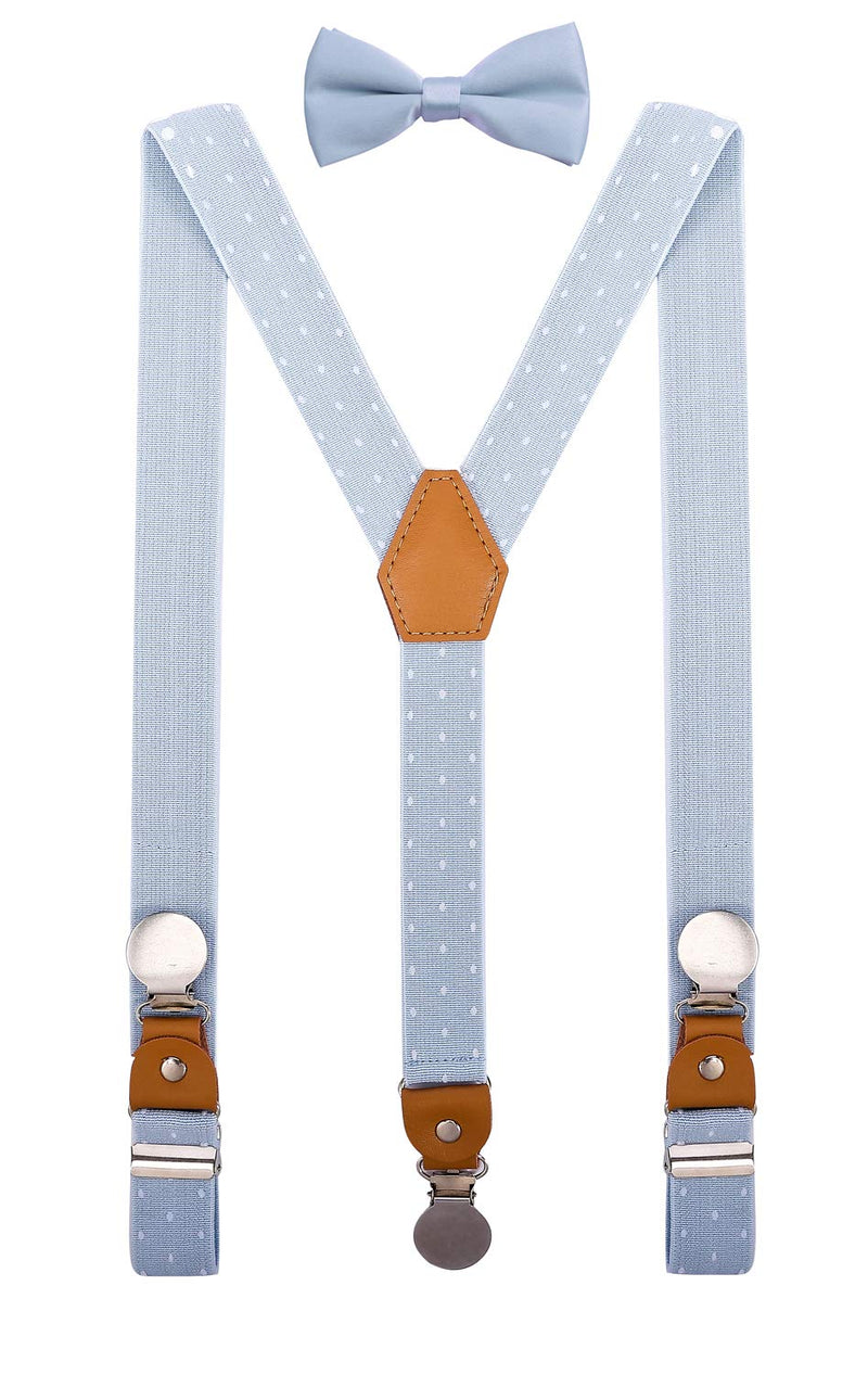 [Australia] - CEAJOO Men Boys Suspenders and Bow Tie Set Adjustable with Round Metal Clips S: 24" (6 month-3 yrs) 1_ Blue White Polka Dot 