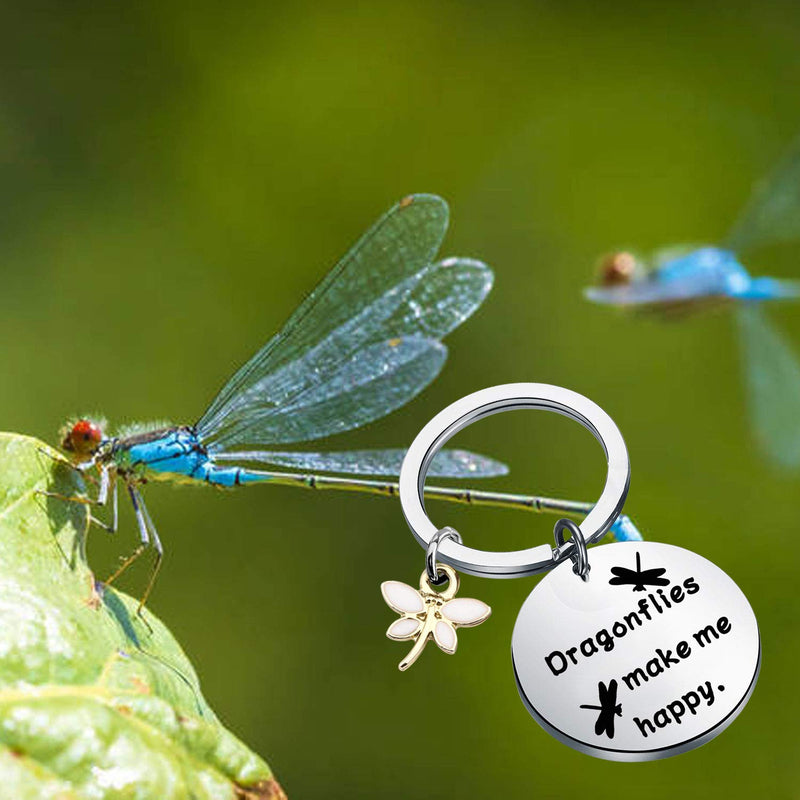 [Australia] - FUSTMW Dragonfly Gifts Keychain Dragonfly Themed Gifts Dragonfly Charm Jewelry Nature Lover Gifts Dragonflies Make Me Happy dragonflies keychain 