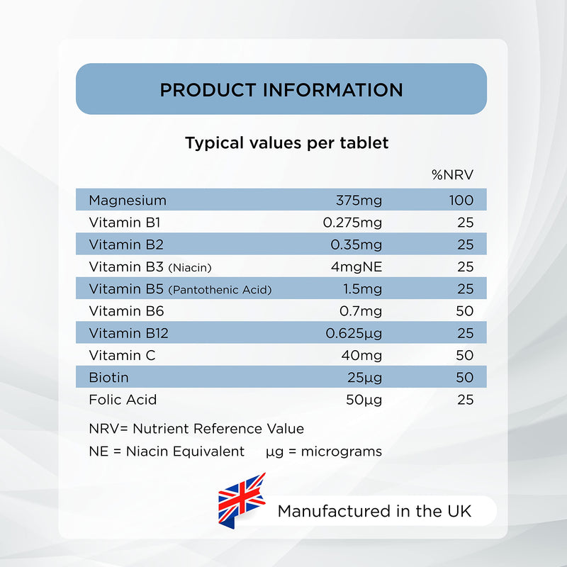 [Australia] - Healthspan Magnesium 375mg (90 Tablets) | Added Vitamin C & Vitamin B Complex | Promotes Immune Health | Support Your Bones, Teeth, Muscles & Nervous System | Vegan 