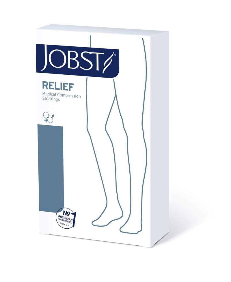 [Australia] - JOBST Relief Thigh High 15-20 mmHg Compression Stockings, Open Toe with Silicone Dot Band, Medium, Black 