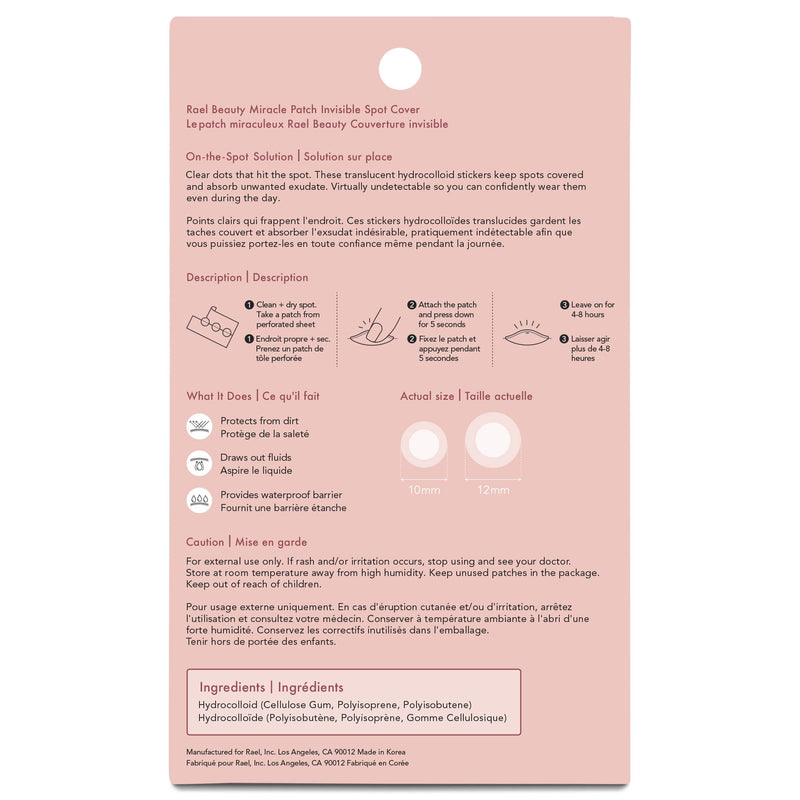 [Australia] - Rael Acne Pimple Healing Patch - Absorbing Cover, Invisible, Blemish Spot, Hydrocolloid, Skin Treatment, Facial Stickers, Two Sizes, Blends in with skin (96 Patches) 