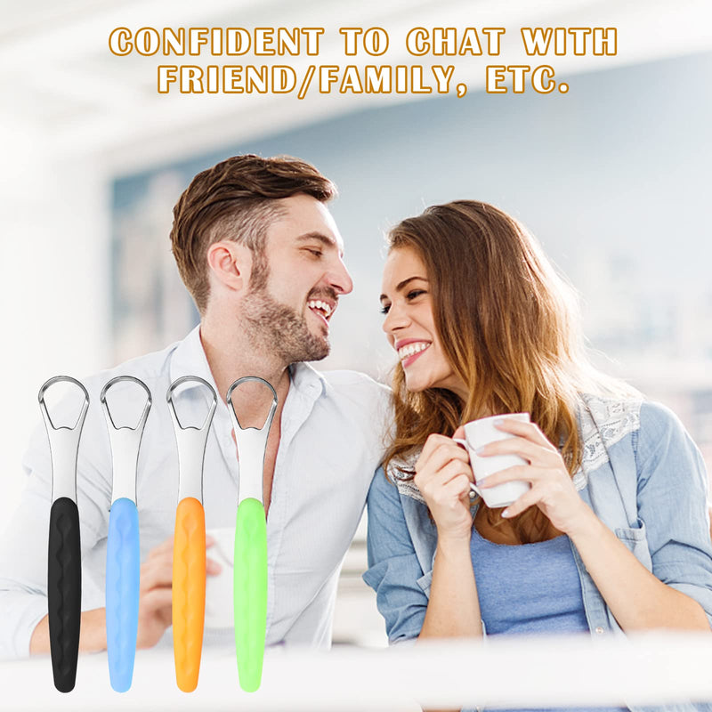 [Australia] - 4 Pcs Tongue Scraper,Tongue Scraper with Case Cleaner Stainless Steel Tongue Brush Set for Adults & Kids,Toungescraper with Travel Case Tongue Scrapers for Adults Kids - Oral Hygiene & Fresh Breath 4 Pieces 