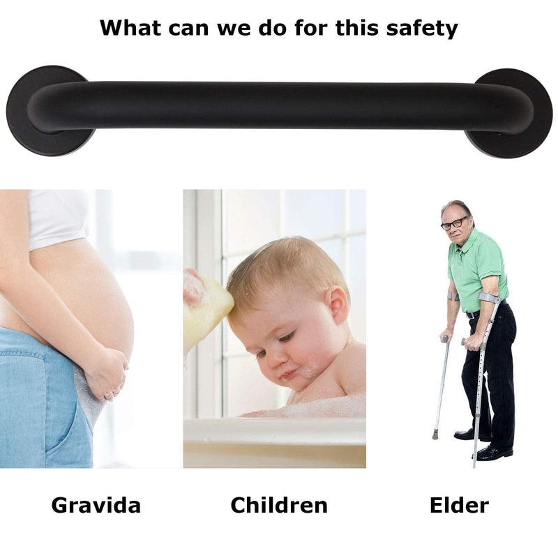 [Australia] - SENENQU 2 Pack Shower Grab Bar, 12inch Space Aluminum Bathroom Grab Rail Safety Handrail Support - Black 
