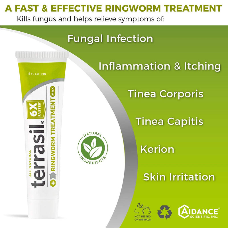 [Australia] - terrasil Ringworm Treatment MAX - 6X Faster Patented Natural Anti-Fungal Ointment for itching Burning Pain Inflammation & Irritation from Ringworm Skin Infection - 14g Tube 