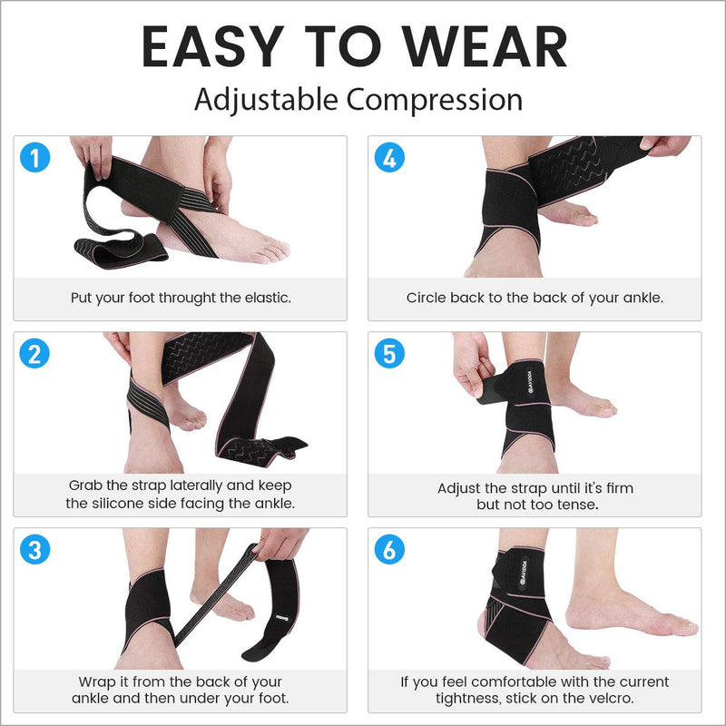 [Australia] - AVIDDA Ankle Support 2 Pack, Adjustable Ankle Brace for Sports, Elastic Compression Ankle Strap for Sprained Ankle, Achilles Tendon, Running Pink 
