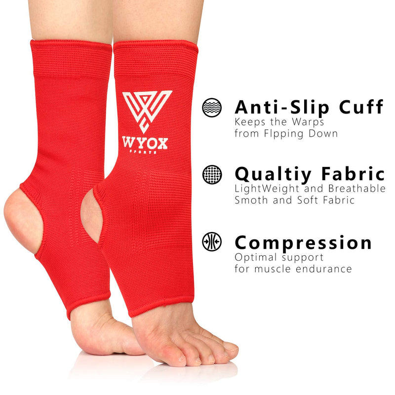 [Australia] - WYOX Ankle Wraps Support Boxing Gear for Men Women Muay Thai Ankle Support Kickboxing Wraps Gym Ankle Support (Pair) Red L / XL (Women 7.0 - 10.5/ Men 6.0 - 9.5) 