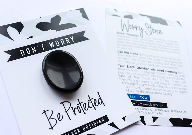 [Australia] - Black Obsidian Crystal Worry Thumb Thumb Stone Meditation Spiritual Stress Relief Gift Birthday Healing Energy Reiki Chakra Black Obsidian 