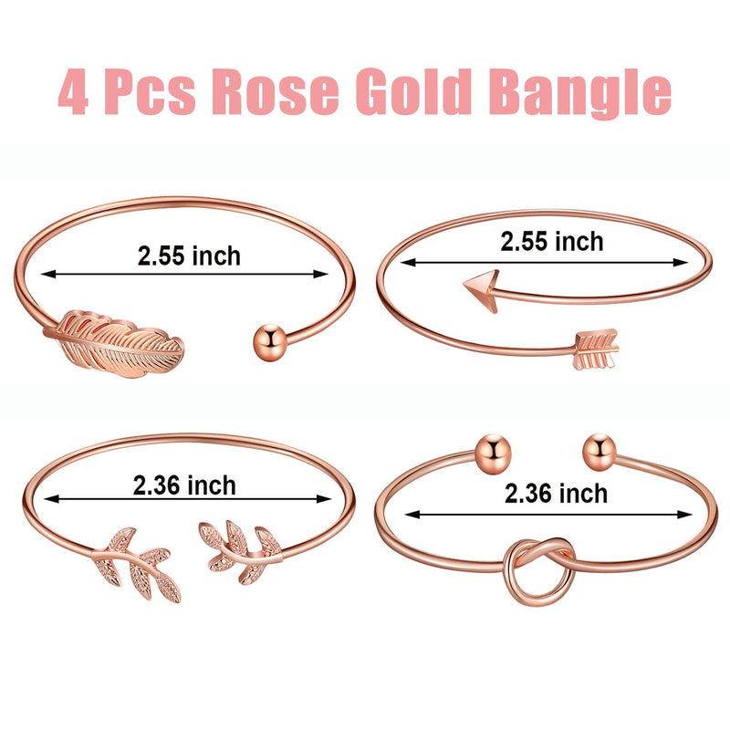 [Australia] - Hicarer Simple Bar Jewelry Set Vertical Bar Necklace Earrings Adjustable Cuff Bracelet Rose Gold 