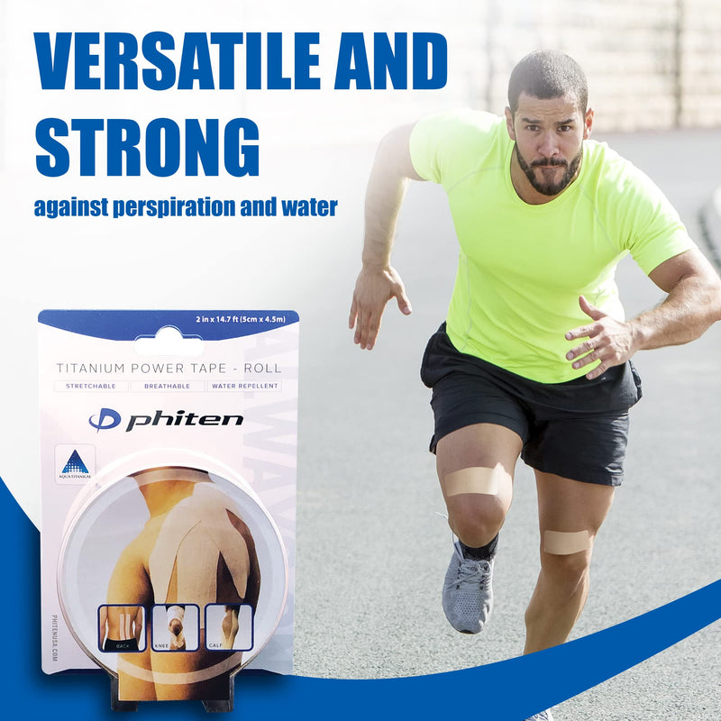 [Australia] - Phiten X30 Titanium Power Tape Roll - Water-Resistant Kinesiology Tape for Muscle, Knee, Shoulder and Joint Support - Professional Sports Therapeutic Athletic Kinesio Tape - Beige, 2” x 14.7’ brown 2" x 14.7' 