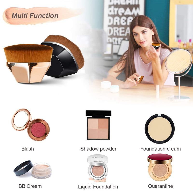 [Australia] - Flawless Foundation Makeup Brush, Endoto Kabuki Magic Face Brush Flat Top High-Density Multifunctional for Flawless Powder, Blending Liquid or Cream Cosmetics with Portable Case Brilliant Black 