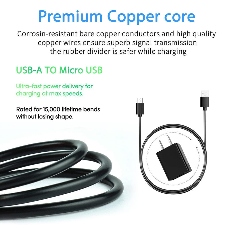 [Australia] - Fast Wall Charger and 5ft Micro USB Charging Cable Cord Compatible for Square Contactless and Chip Reader (Black) 
