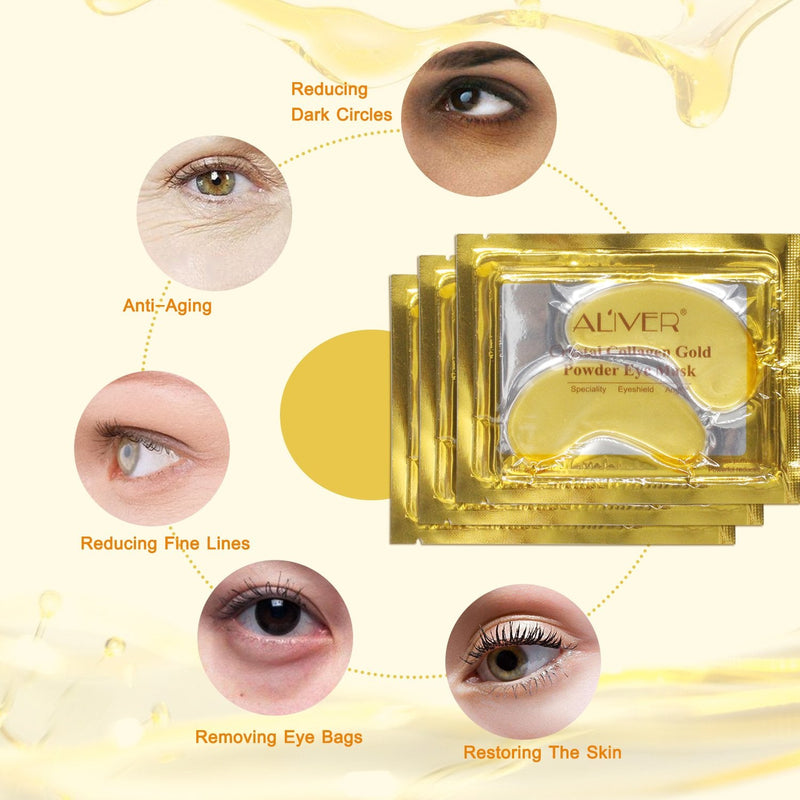 [Australia] - Premium Crystal 24K Gold Powder Gel Collagen Eye Mask 25 Pairs, Eye Treatment Masks for Women and Men, Moisturiser, Anti Aging, Anti Wrinkle, Remove Eye Bags, Dark Circles, Puffy Eyes A 