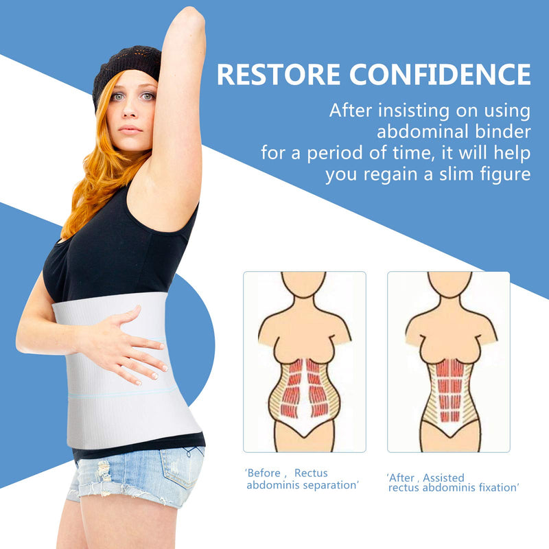[Australia] - Abdominal Binder Post Surgery for Men and Women, Postpartum Tummy Tuck Belt Provides Slimming Bariatric Stomach Compression,High Elasticity, Breathable - (30" - 45") 3 PANEL - 9" 3 Panels 30"-45" WHITE 