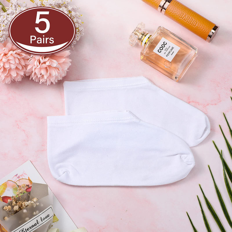 [Australia] - 5 Pairs Moisturizing Socks Overnight Spa Socks for Dry Feet, Moisture Enhancing Socks, Cosmetic Moisturizing Socks for Women and Men, White 