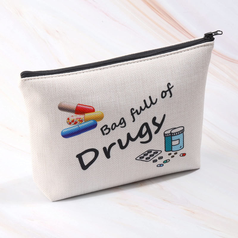 [Australia] - Bag of Drugs Zipper Pouch Makeup Bag Funny Drugs Bag Travel Drug Bag Cosmetic Bag Drug Storage Bag Pill Medicine Drug Bag Organizer Case 