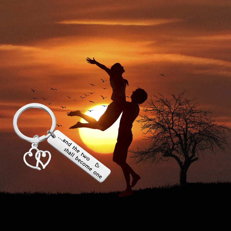 [Australia] - MYOSPARK Wedding Gift and The Two Shall Become One Christian Keychain Bridal Shower Engagement Gift for Newlywed Bride Groom And The Two Shall Become One Keychain 