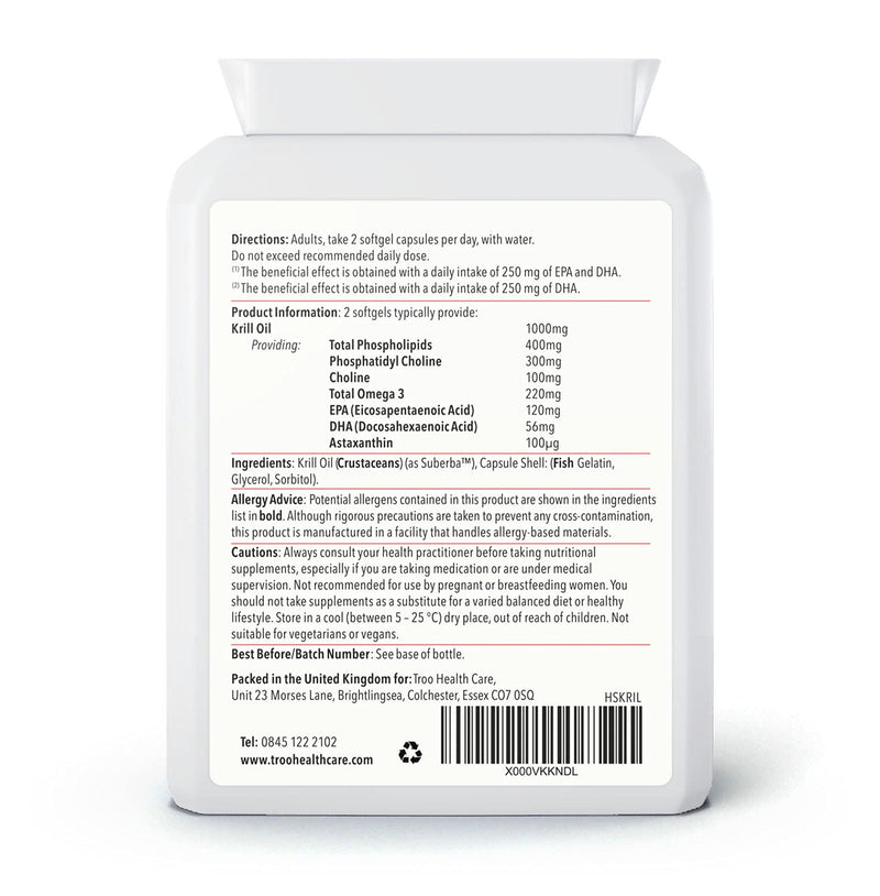 [Australia] - Troo Health Care Superba Krill Oil Extract 500 mg - 60 Soft Gel Easy Swallow Capsules – Sustainably Eco Harvested from Antarctic Krill with Astaxanthin - Manufactured to GMP Standards 