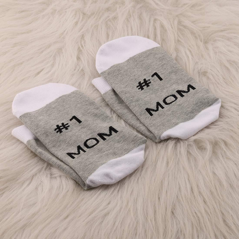 [Australia] - PYOUL 2 Pairs Mothers Day Gift Idea Mom Socks No. 1 Mom Socks #1 Mummy Gift Top Mom Best Mom Ever Birthday Gift For Mom #1 Mom 