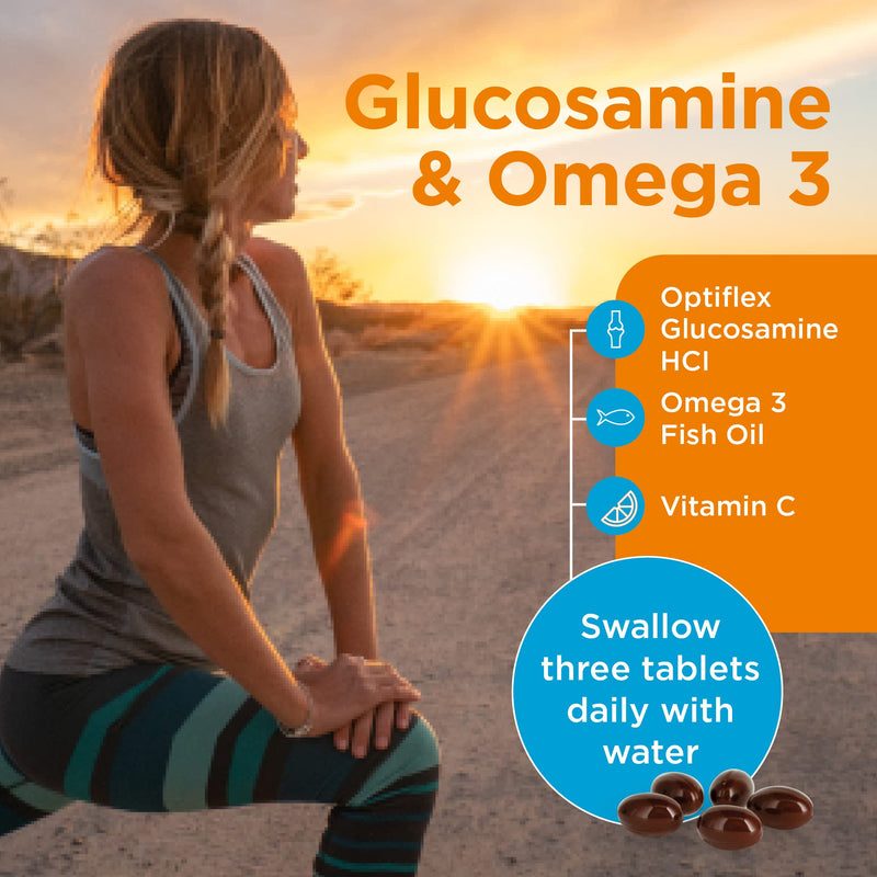 [Australia] - Healthspan Glucosamine & Omega 3 | 120 Capsules | Joint Health | Added Vitamin C | 400mg Optiflex Glucosamine HCI | 300mg Omega 3 Fish Oil | Highly Purified & Sustainably Sourced 