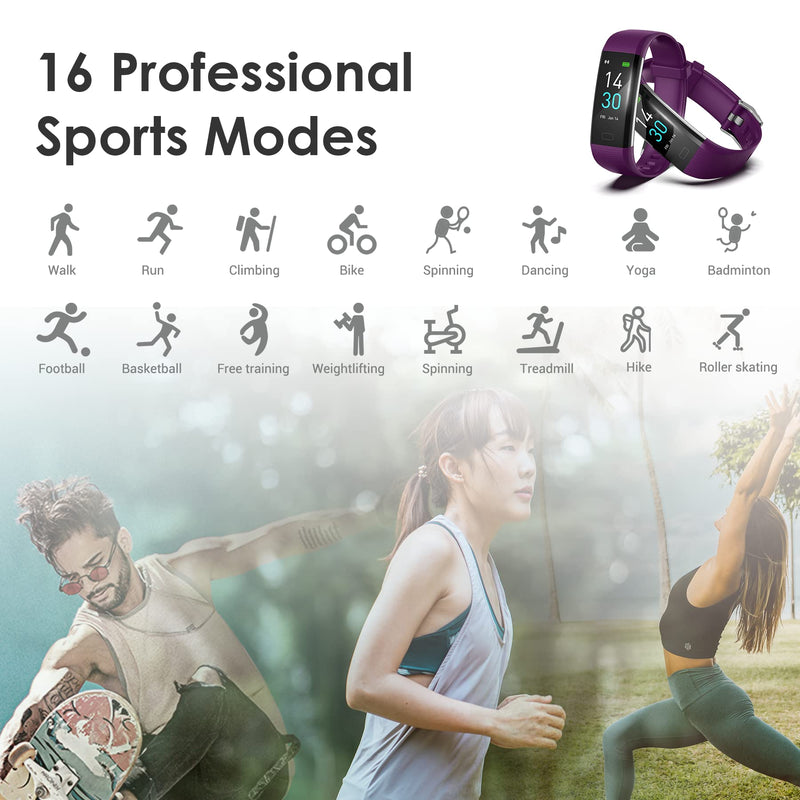 [Australia] - Fitness Tracker for Men and Women,Fitness Watch Waterproof with Activity Tracker and Sleep Monitor&Temperature Monitor,Smart Watch for Android and iOS Phones Purple 