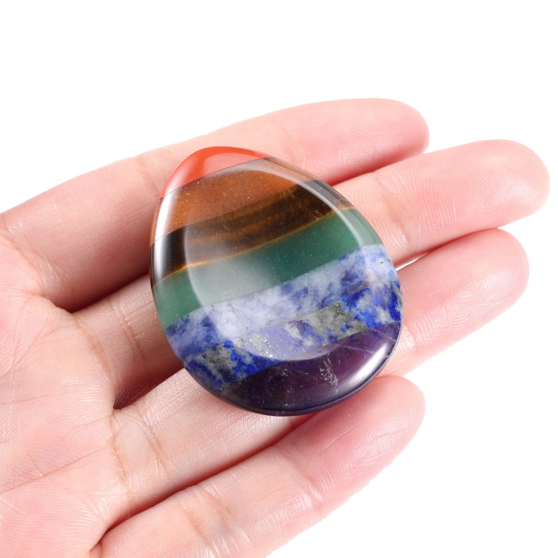[Australia] - CrystalTears Chakra Worry Stone for Anxiety Healing Crystal Thumb Worry Stones Pocket Palm Stones Stress Relief Reiki Healing Meditation Christmas Gift 