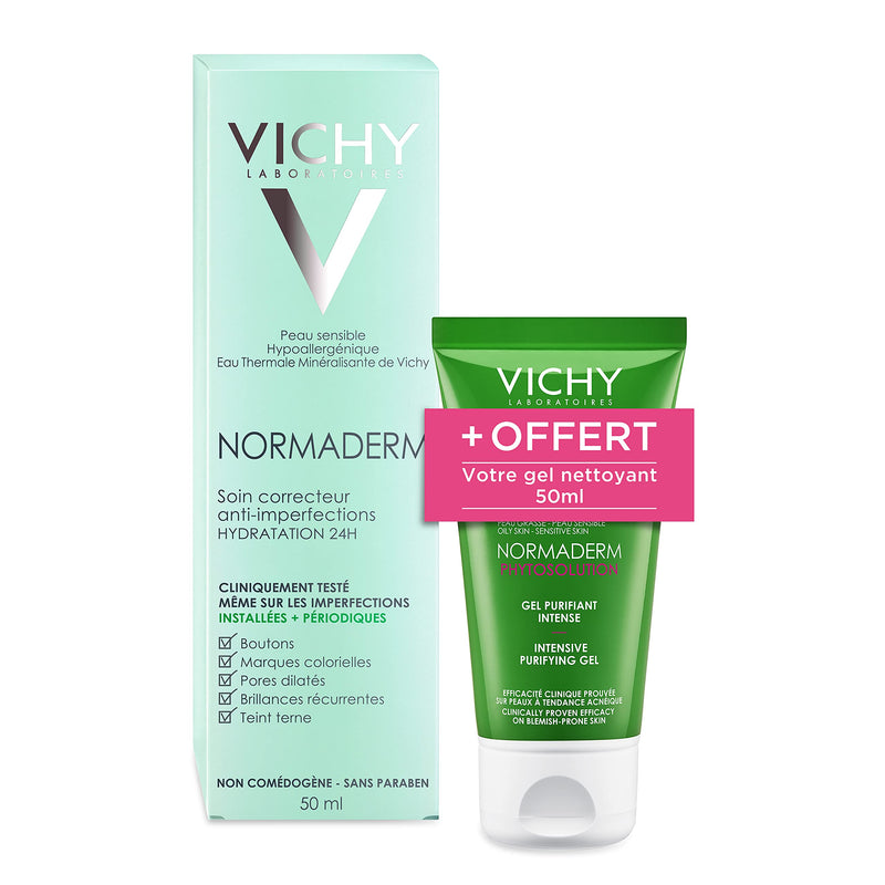 [Australia] - Vichy Normaderm Corrector Anti-Blemish Care 24H Hydration 50ml + Free Cleansing Gel 50ml 