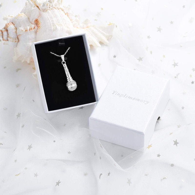 [Australia] - Yinplsmemory Cremation Jewelry Music Note Microphone Urn Necklace for Ashes for Women Men Memorial Ashes Keepsake Urn Necklace Silver 