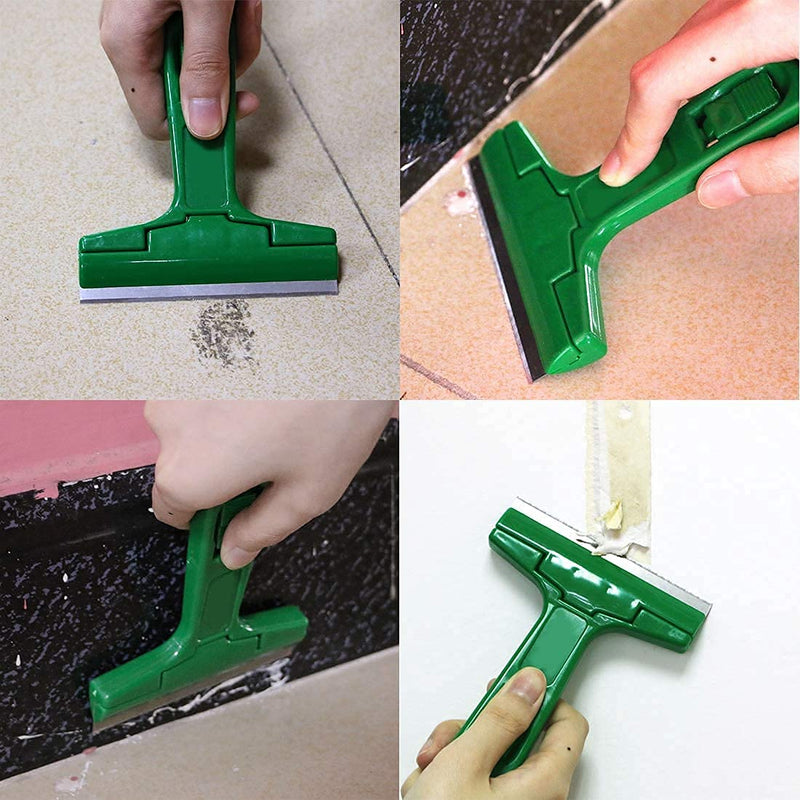 [Australia] - 2pack 5.5 inches Industry Glass Scraper Scraping Hand Tool, T Shape Razor Blade Scraper with 20x Blades, Steel Scraping Knife for Window Stove Windshield Aquarium Tile Floor Wall Cleaning (Green) Green 
