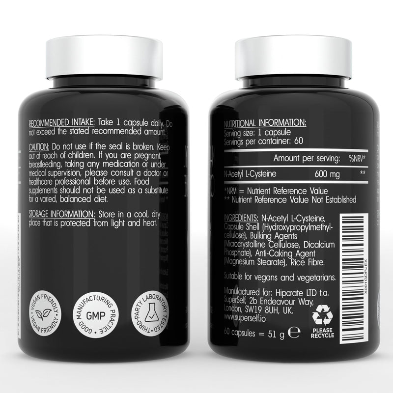 [Australia] - NAC Supplement High Strength - N-Acetyl-Cysteine 600mg - 60 Capsules - Odourless - Vegan N Acetyl Cysteine Nutritional Supplements - Made in The UK 