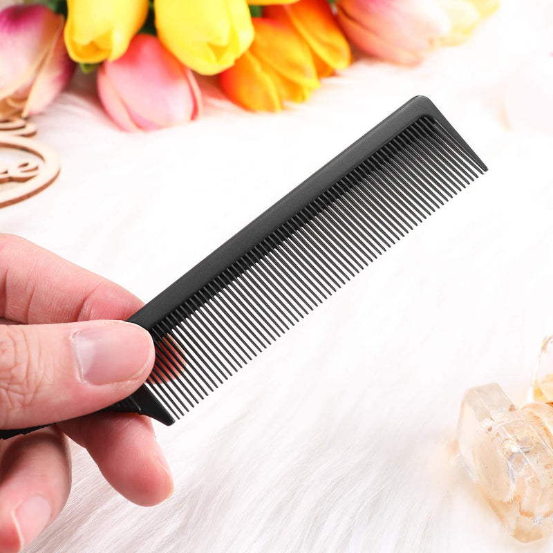 [Australia] - 3 Packs Rat Tail Comb Steel Pin Rat Tail Carbon Fiber Heat Resistant Teasing Combs with Stainless Steel Pintail (Black) Black 