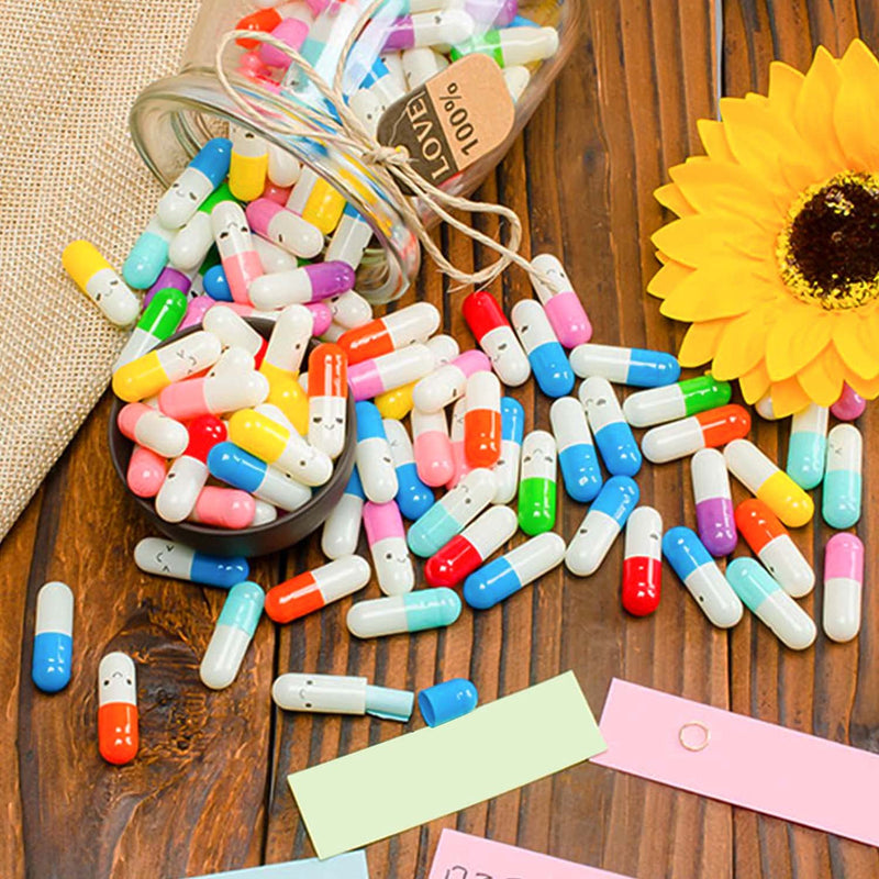 [Australia] - Prmape 200 pcs Capsule Letters Message, Cute Color Pill Pill Capsules with Smiley Faces, Capsule Message Pill Letter for Love Letters, Friendship Notes or Gifts 