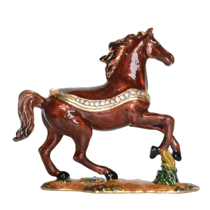 [Australia] - Minihouse Horse Trinket Box Hinged Hand-Painted Enameled AnimalFigurine Collectible Jewelry Box Ring Holder, Unique Gift for Home Decor 