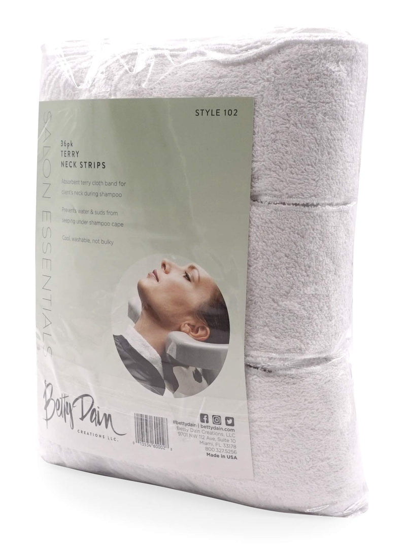 [Australia] - Betty Dain Neck Towel, Soft Terry, Keeps Clients Protected During Shampoos and Rinses, Spa Treatments, Adds Comfort Against Shampoo Bowl, Economical Solution to Paper Wraps, 36 Pack, White 