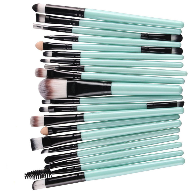 [Australia] - KOLIGHT 20 Pcs Pro Makeup Set Powder Foundation Eyeshadow Eyeliner Lip Cosmetic Brushes (Black+Green) 