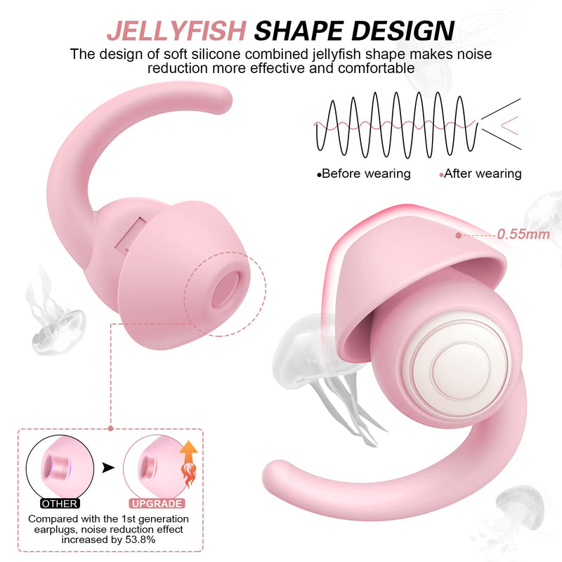 [Australia] - Ear Plugs Noise Cancelling Silicone Ear Plugs for Sleeping, 2pair Earplugs Sound Blocking Sleeping Reusable Noise Reduction Earplugs for Sleeping,Snoring,Work,Concerts,Studying and Travel(Pink) Pink 