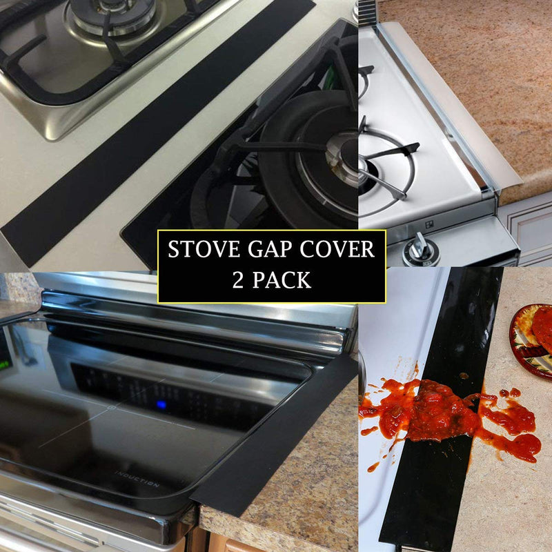 [Australia] - Forlivese Kitchen Silicone Stove Cover, Easy Clean Heat Resistant Wide & Long Gap Filler, Seals Spills Between Counter, Stovetop, Oven, Washer & Dryer, Set of 2 (21 Inches, Black） 21 Inches 