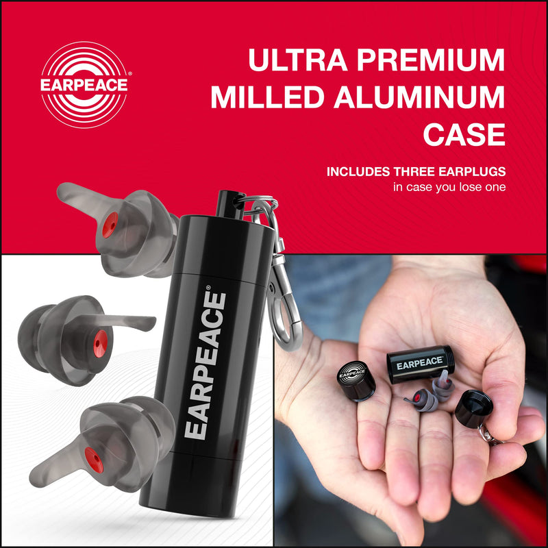 [Australia] - EARPEACE Moto Hearing Protection Earplugs – Reusable High Fidelity Earplugs for Motorcycle Riding – 3 Levels of Noise Reduction, Noise Cancelling Up to 26dB, Black Case Moto - Original 