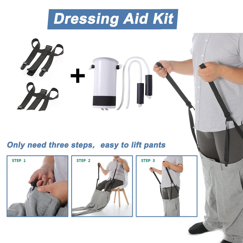 [Australia] - Sock Aid Tool and Pants Assist for Elderly, Disabled,Pregnant, Diabetics-Fanwer Easy On Stocking Slider with Foam Grip 33 inch Cord Puller, White, One Size 