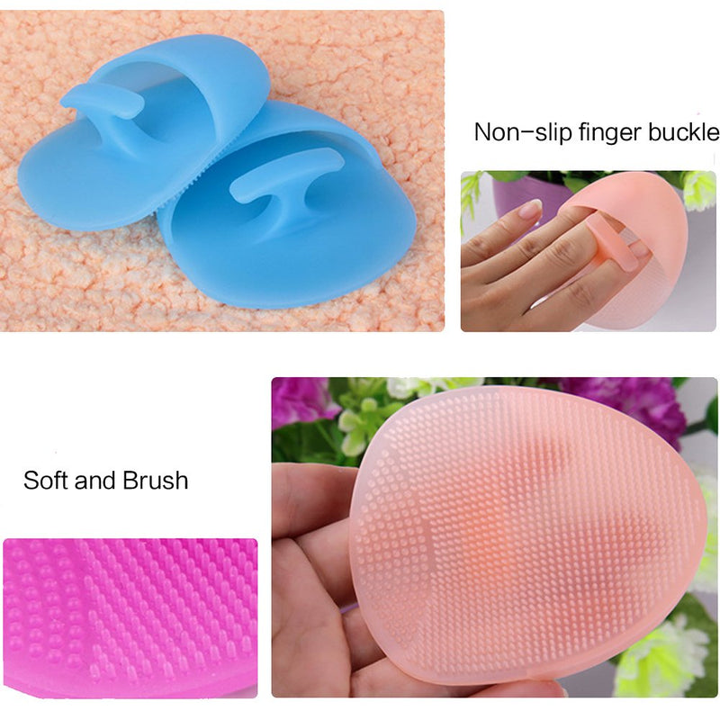 [Australia] - Tangser Silicone Face Scrubber, Manual Facial Cleansing Brushes, Face Massager and Exfoliator, Handheld Mat For Sensitive, Delicate, Dry Skin (4pcs set) 