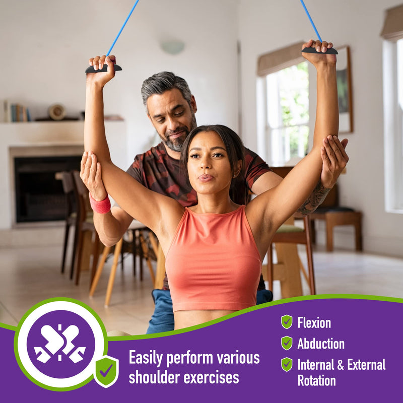 [Australia] - Economy Overhead Overdoor Shoulder Therapy Exercise Pulley System - Plastic Handles - Blue 