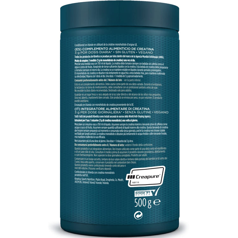 [Australia] - Kinetica 100% Creatine Monohydrate Powder, Gluten Free, Suitable for Vegans, 147 Servings, Unflavoured, 500g 