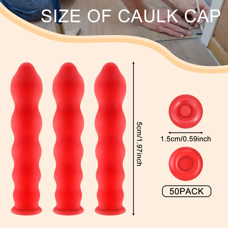 [Australia] - Caulk Cap Caulk Saver Cap Caulk Finishing Tool Caulk Saver Caps Caulking Tube Covers Tube Caps for Sealing and Preserving, Red (50 Pieces) 50 