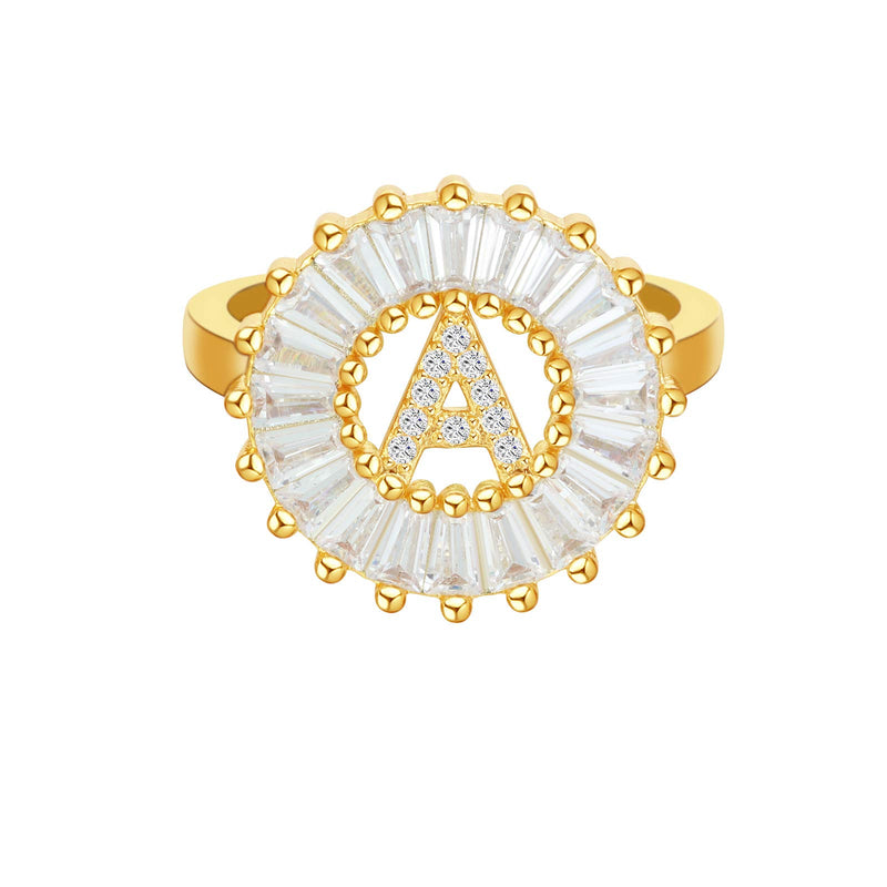 [Australia] - COTTVOTT Initial Letter Knuckle Ring Charm A-Z Alphabet Adjustable Open Rings for Women Girls gold color 
