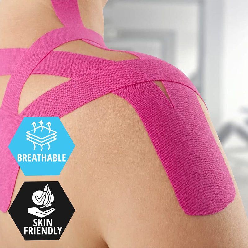 [Australia] - Medpride Kinesiology Tape – 4 Rolls Latex-Free Athletic Tape for Pain Relief, Injured Muscle Support - Therapeutic Sports Tape Stabilizes Knee, Muscle & Joints – 4 Uncut Rolls [2” x 16.4 Feet] 