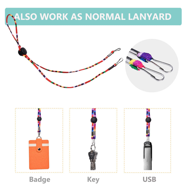 [Australia] - Colorful Neck Lanyard, 8 PCS Adjustable Lanyard Neck Strap, Anti-Lost Badge Key Necklace Lanyard Strap Chain, Windproof Rope Lanyard Extender, for Kids Men and Women, Ear Pain Relief. 