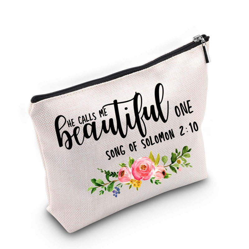 [Australia] - Bible Makeup Bag Scripture Makeup Bag He Calls Me Beautiful One Cosmetic Bag for Best Friend Sister (beautiful ONE bag) beautiful ONE bag 