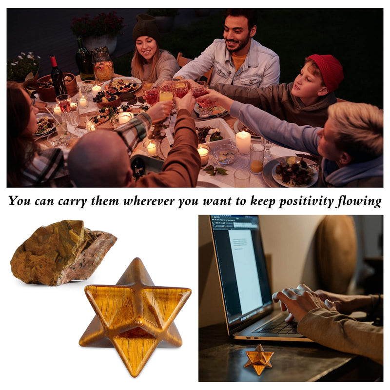 [Australia] - Hxswkk Tiger Eyes Crystal Merkaba Stars Hand Carved Gemstones Therapy for Reiki Spiritual Energy Gifts 1inches 