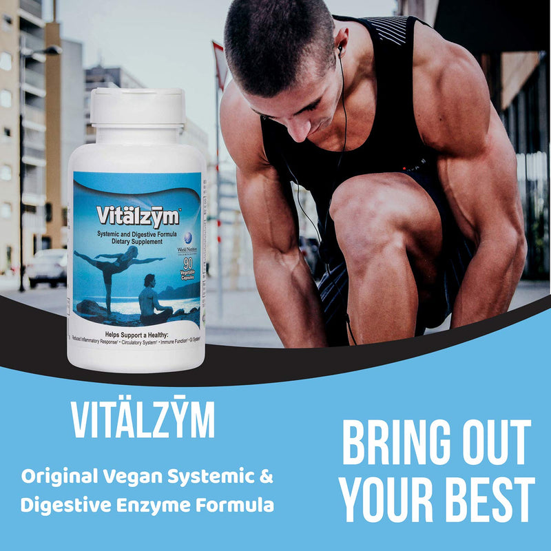 [Australia] - Vitälzym Original Proteolytic Systemic Digestive Enzyme Formula Serrapeptase Source | Anti-Inflammatory Immune and Joint Support Increase Blood Flow Cardio Function | Healthy Men Women (90 Capsules) 90 Count (Pack of 1) 