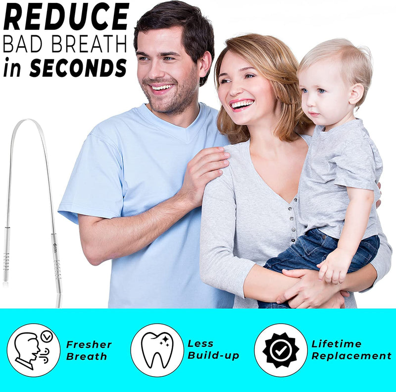 [Australia] - OCBA Tongue Scraper for Oral Health Natural Silver Tongue Cleaner Rustproof Use After Toothbrush for Fresh Breath Stainless Steel (1 Pack) 