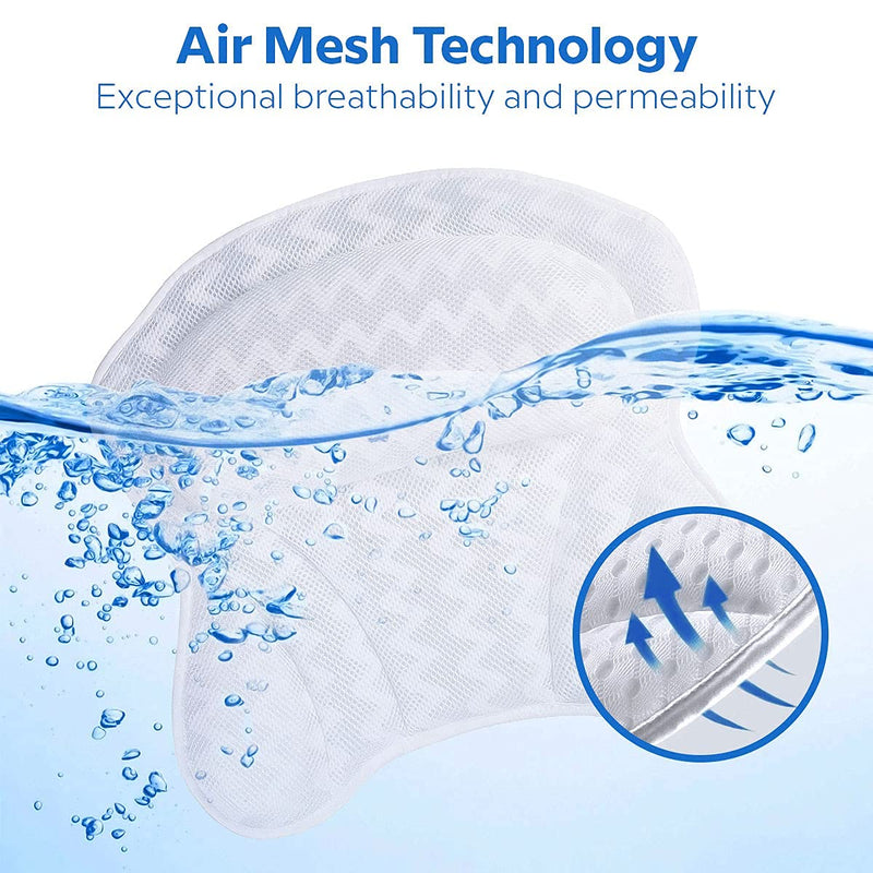 [Australia] - ADOV Bath Pillow, Non-Slip Comfortable Luxury Bathtub Pillow with 6 Suction Cups, Ergonomic 3D Air Mesh Headrest Cushion for Head, Shoulder, Neck and Back Support Relaxation Home Spa Hot Tub Jacuzzi 